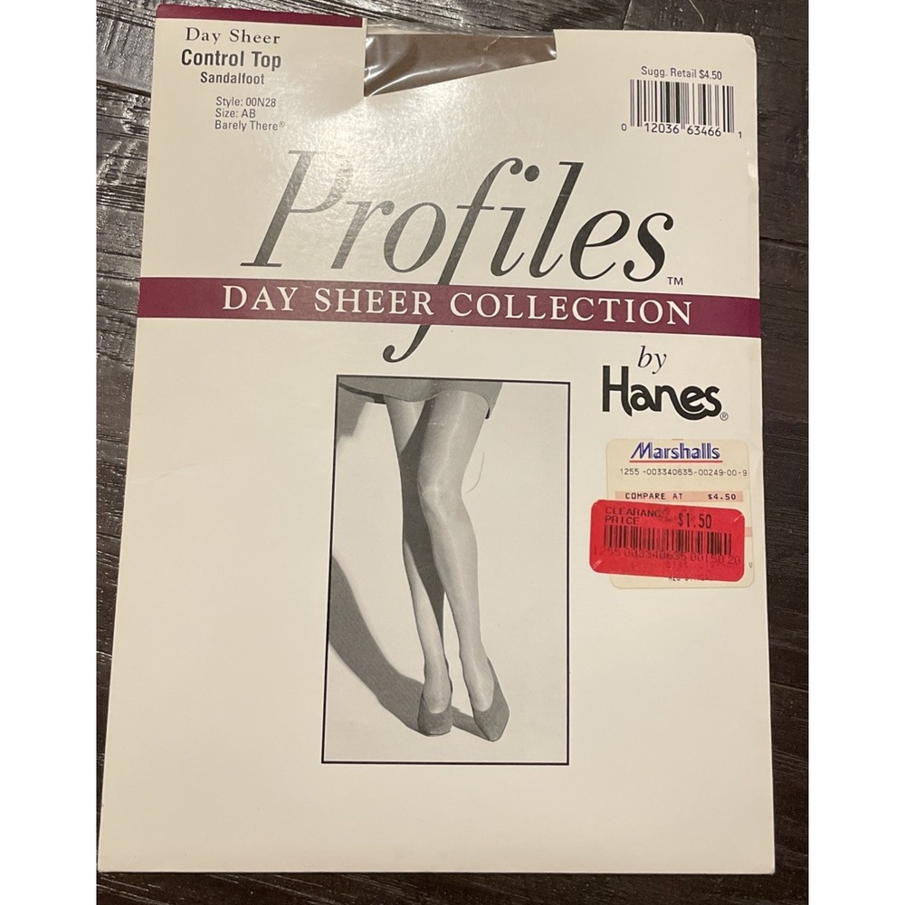 Hanes AB Pantyhose Barely There Profiles Day Sheer Control Top 00N28 Vintage